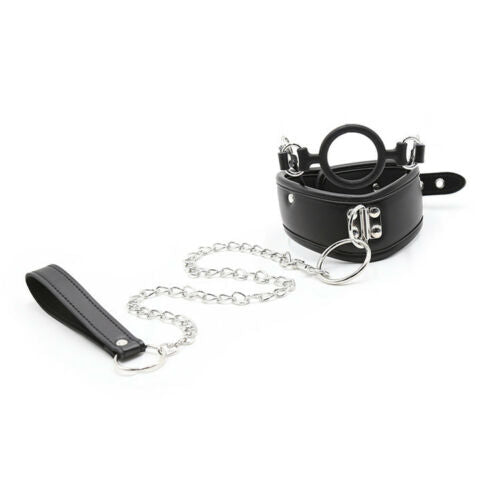 BDSM Bondage Collar Set Leash Chain Restraints O Open Mouth Gag Ring Kit Sex Toy