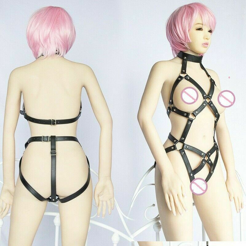 Faux Leather Bondage Restraint Neck Collar Slave Bra Choker S&M BDSM Sex Toy NEW