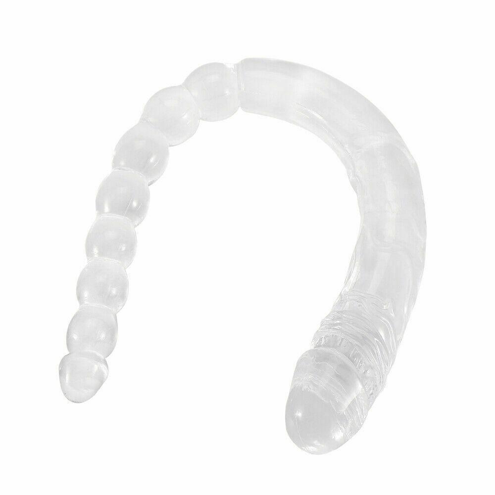 47cm Double Ended Crystal Anal Beads Dildo Dong Penis Lesbian Adult Sex Toy New