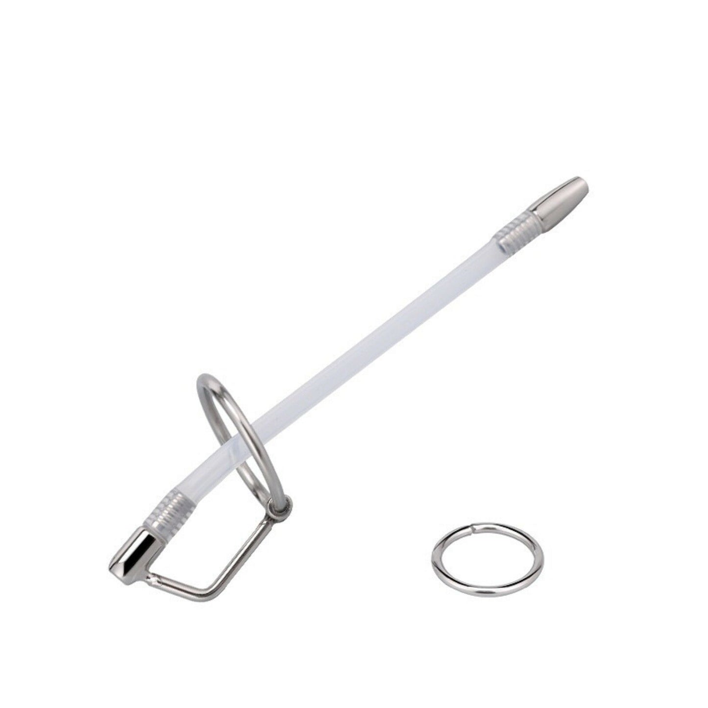 Stainless Steel Cum Thru Flexible Penis Plug Cock Ring Urethral Sound Catheter