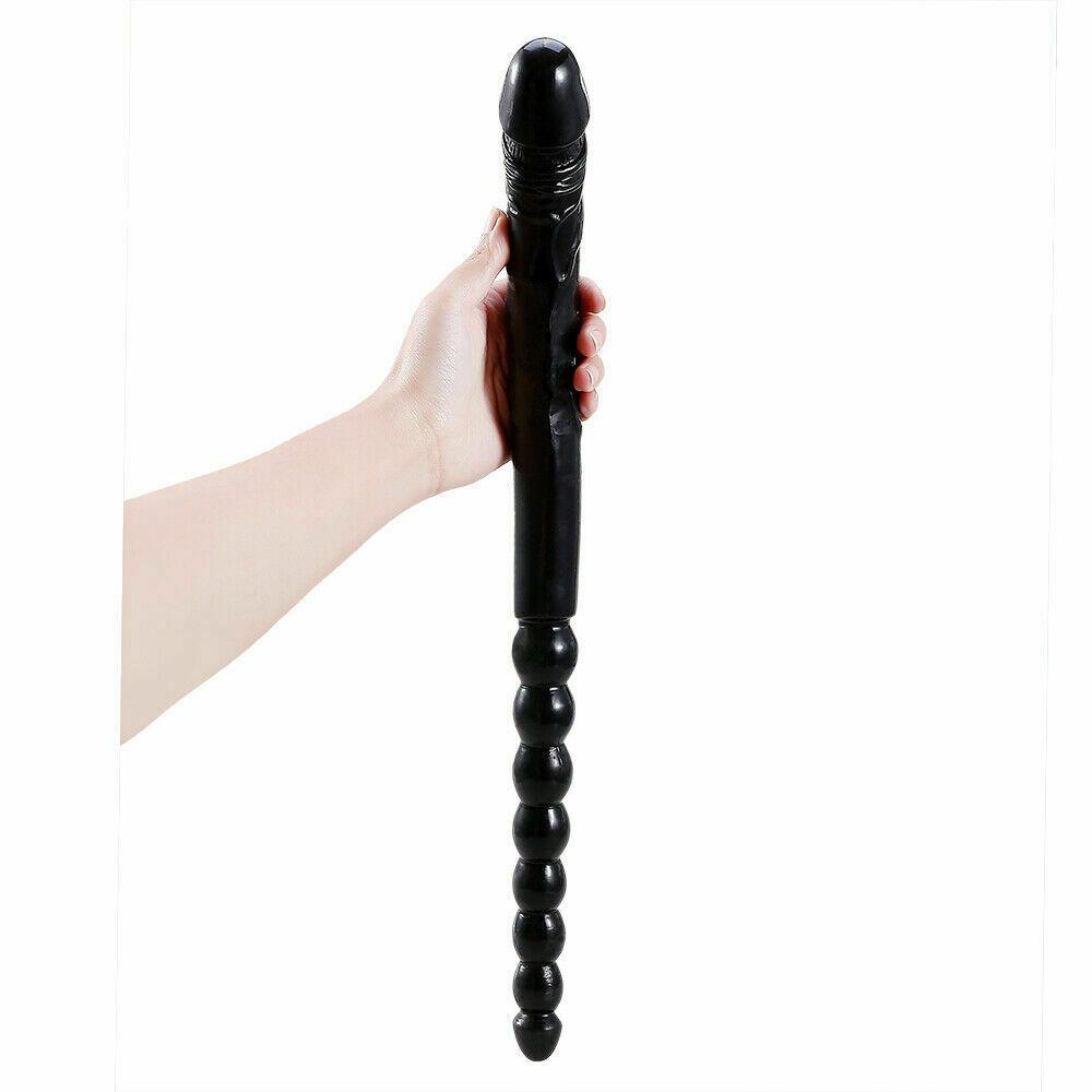 47cm Double Ended Crystal Anal Beads Dildo Dong Penis Lesbian Adult Sex Toy New