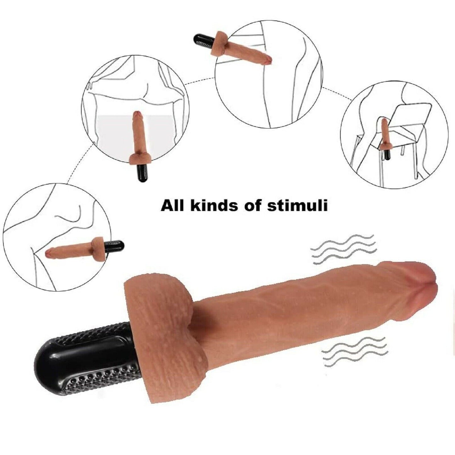 9.5" Large Realistic Dildo Vibrator Big Dong G-spot Clit Anal Vibrating Sex Toy