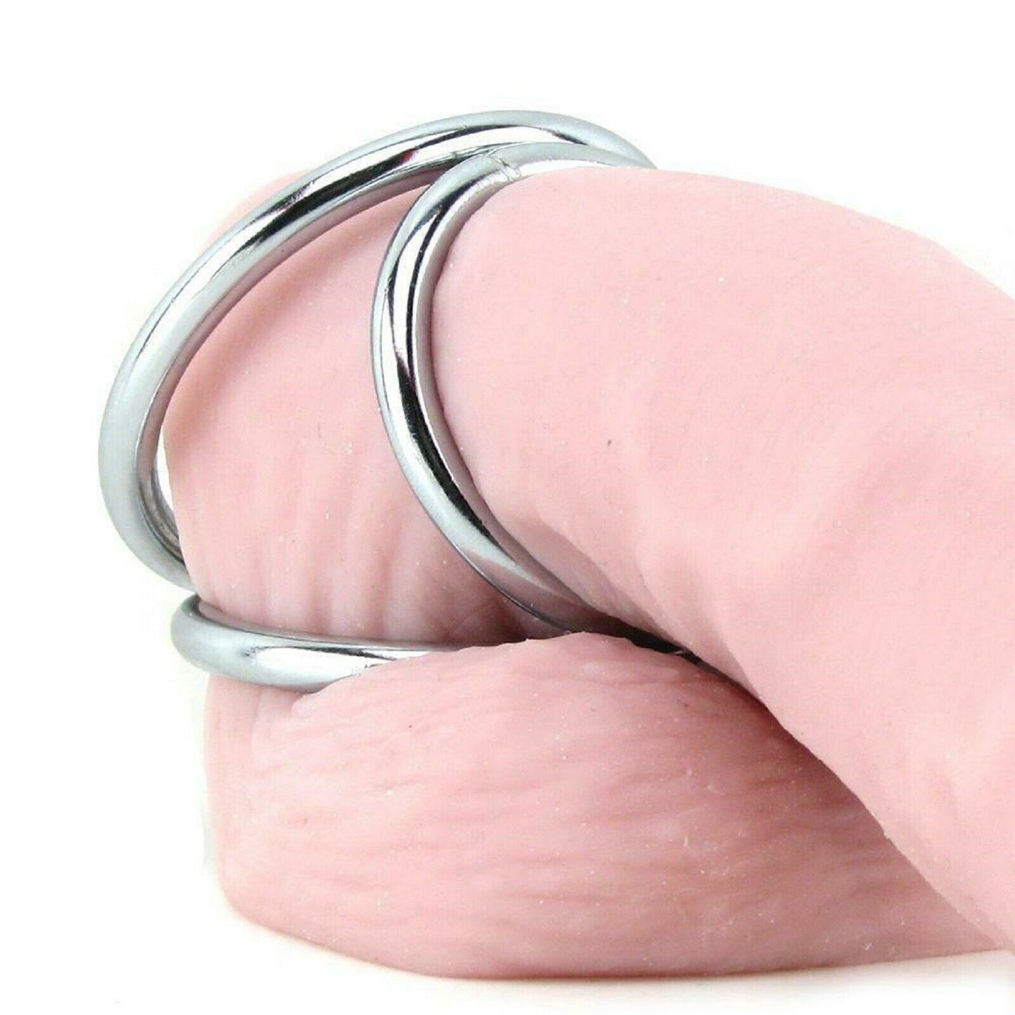 Triple Cock Ring Ball Erection Enhancer Penis Metal Steel Cage Male Delay Sex