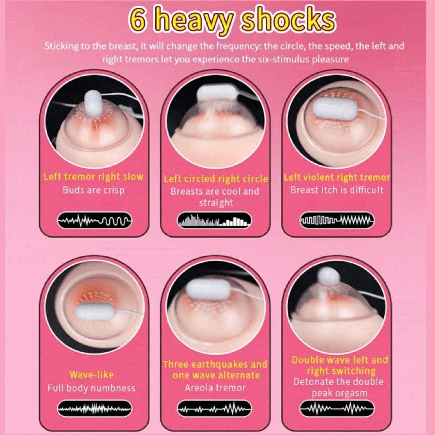 Vibrating Nipple Clamp Vibrator Suction Cup Breast Stimulator Female USB Sex Toy