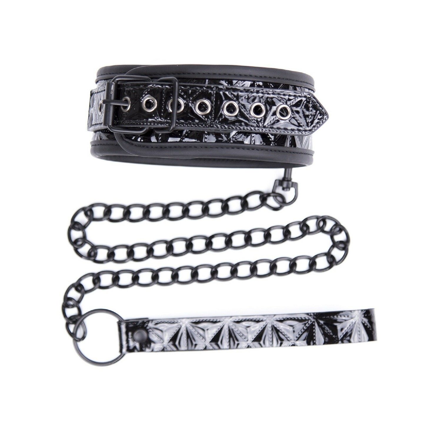 Bondage Collar Choker Leash Metal Chain Restraint Couple BDSM PU Leather Sex Toy