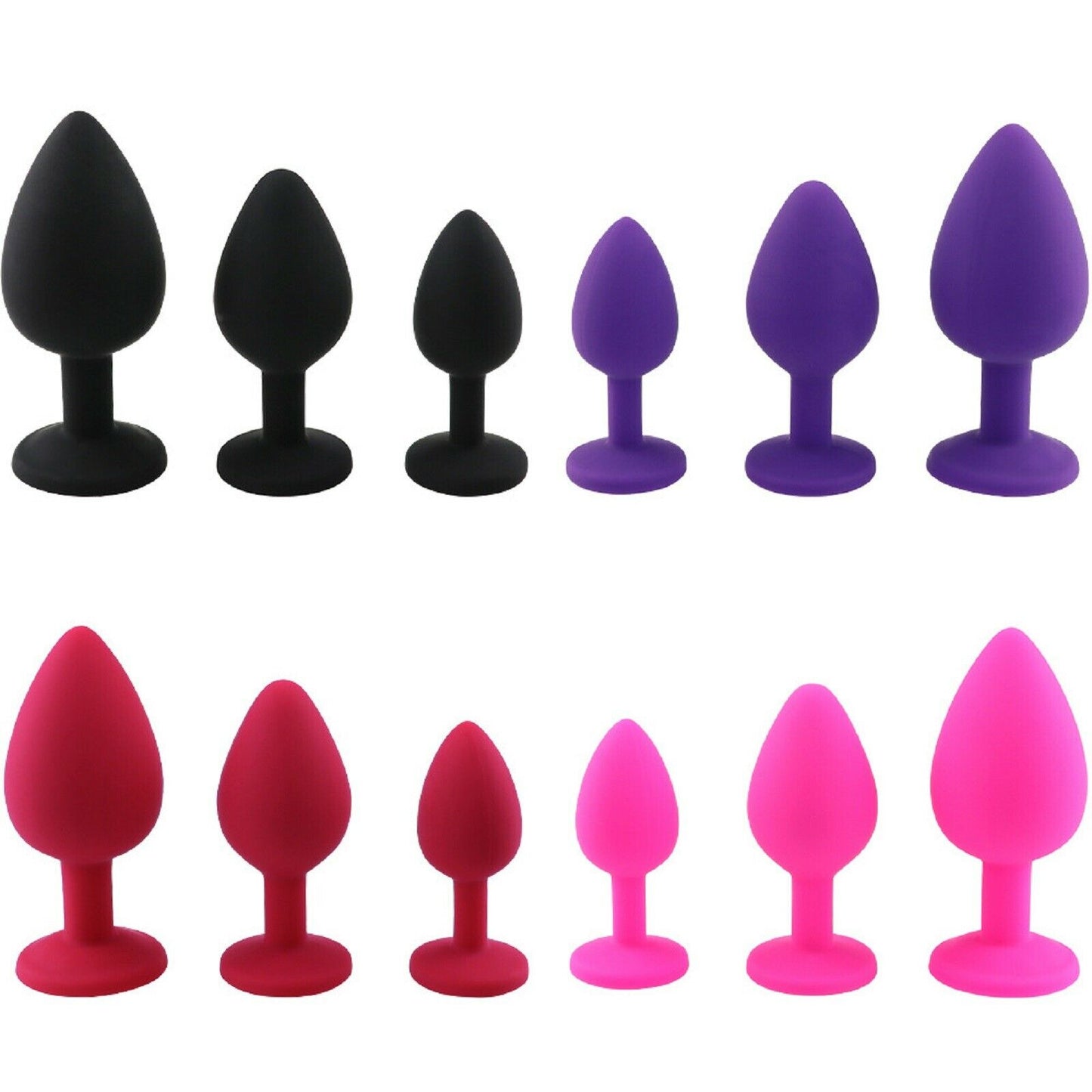 3 Pack Anal Butt Plug Crystal Jewel Gem Silicone Dildo Mens Beads BDSM Sex Toy