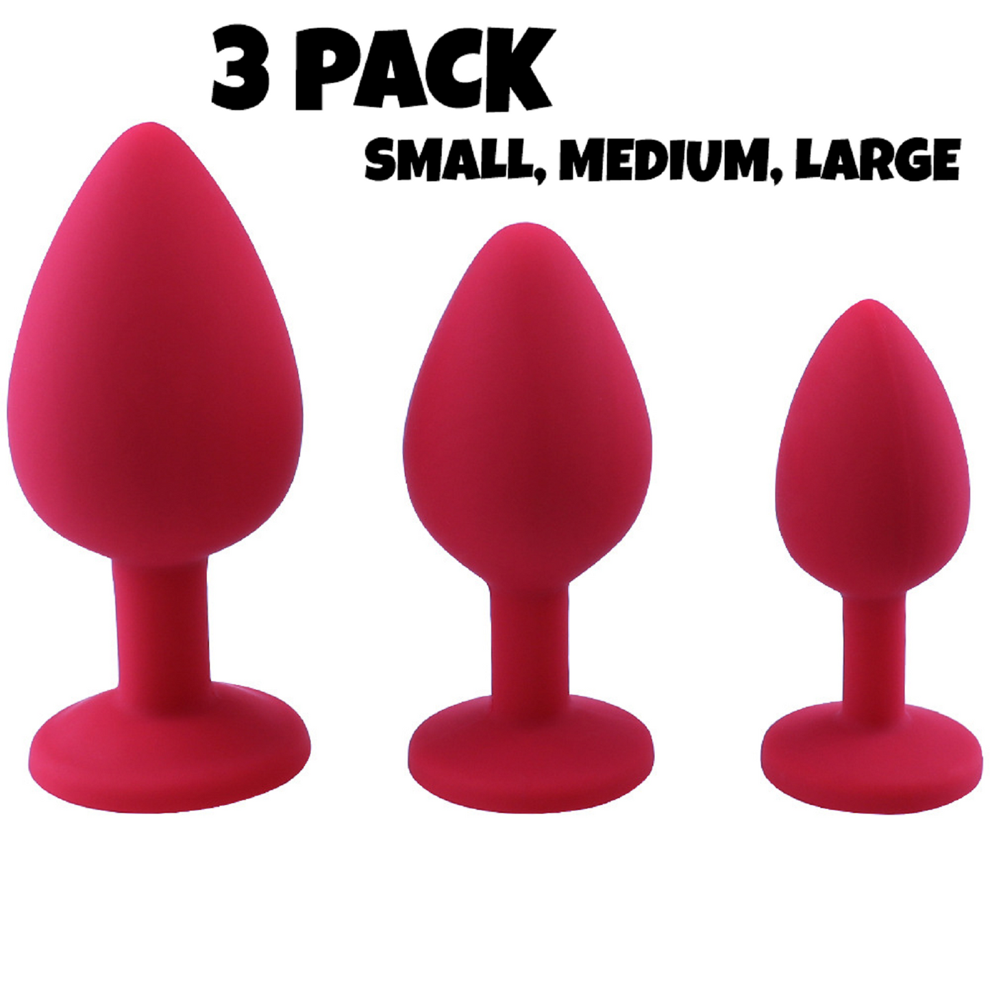 3 Pack Anal Butt Plug Crystal Jewel Gem Silicone Dildo Mens Beads BDSM Sex Toy