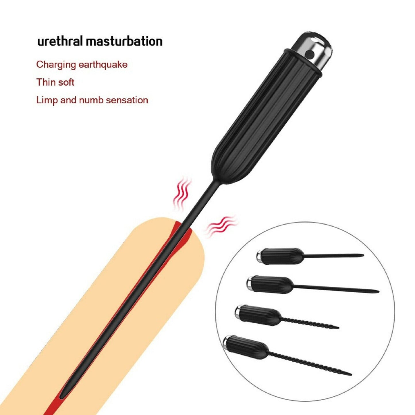 Vibrating Urethral Sound Male Masturbator Penis Plug Vibrator 10 Mode Sex Toy