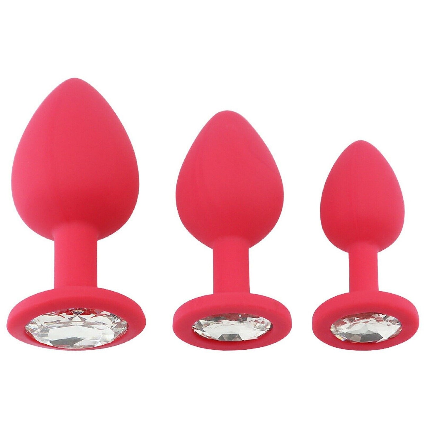3 Pack Anal Butt Plug Crystal Jewel Gem Silicone Dildo Mens Beads BDSM Sex Toy