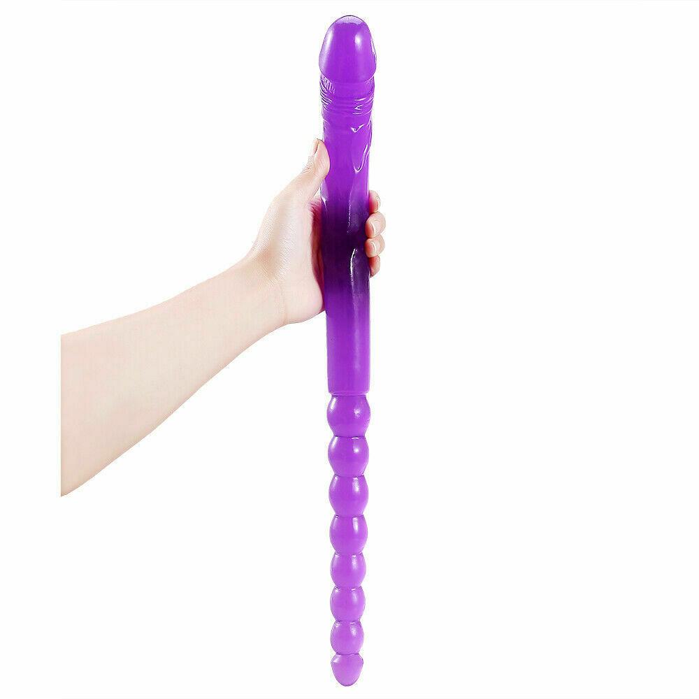 47cm Double Ended Crystal Anal Beads Dildo Dong Penis Lesbian Adult Sex Toy New