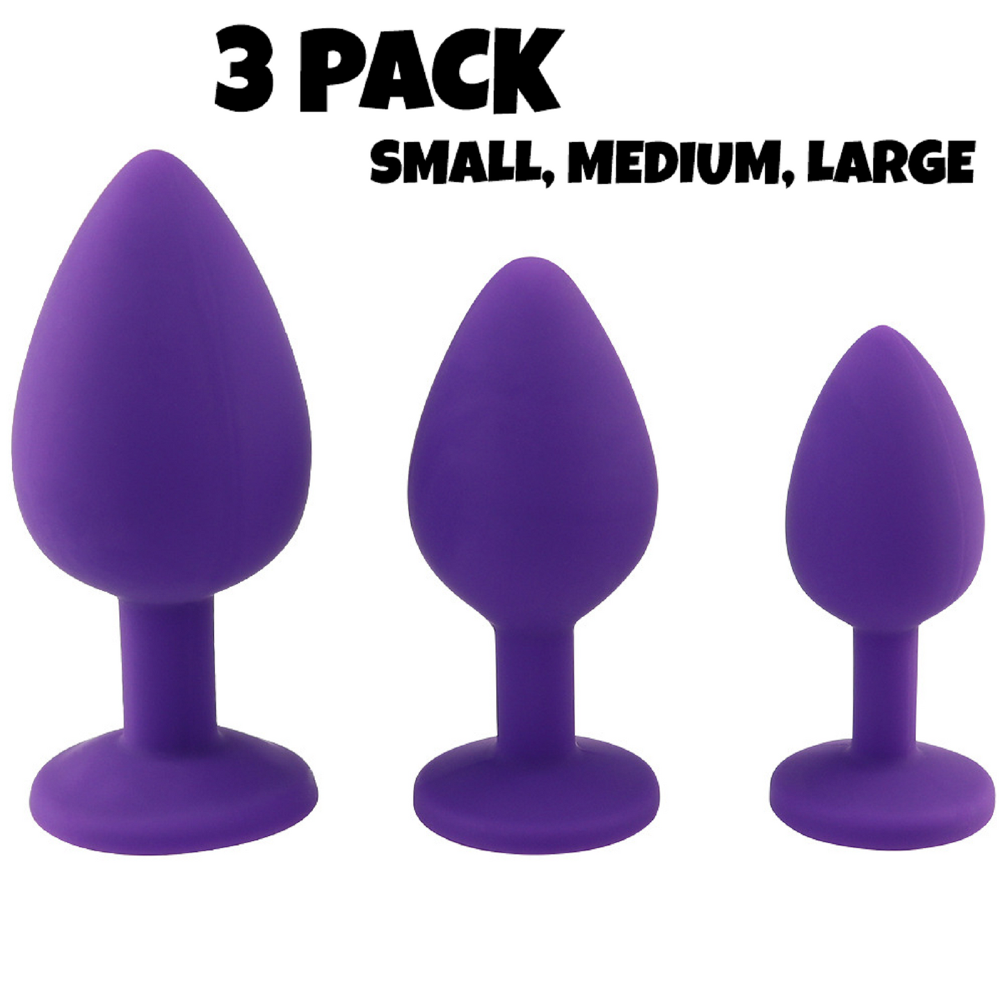 3 Pack Anal Butt Plug Crystal Jewel Gem Silicone Dildo Mens Beads BDSM Sex Toy