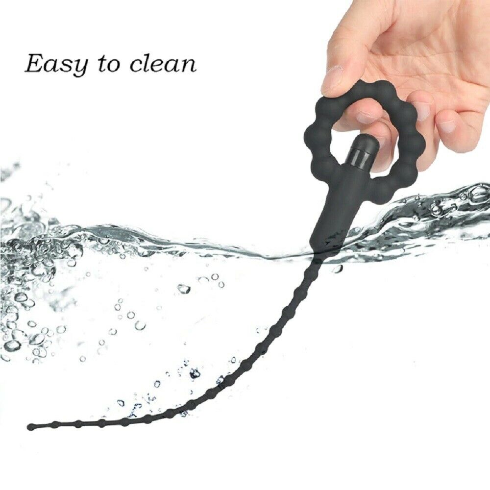 Vibrating Masturbator Urethral Sound Vibrator Penis Cock Ring Catheter Sex Toy