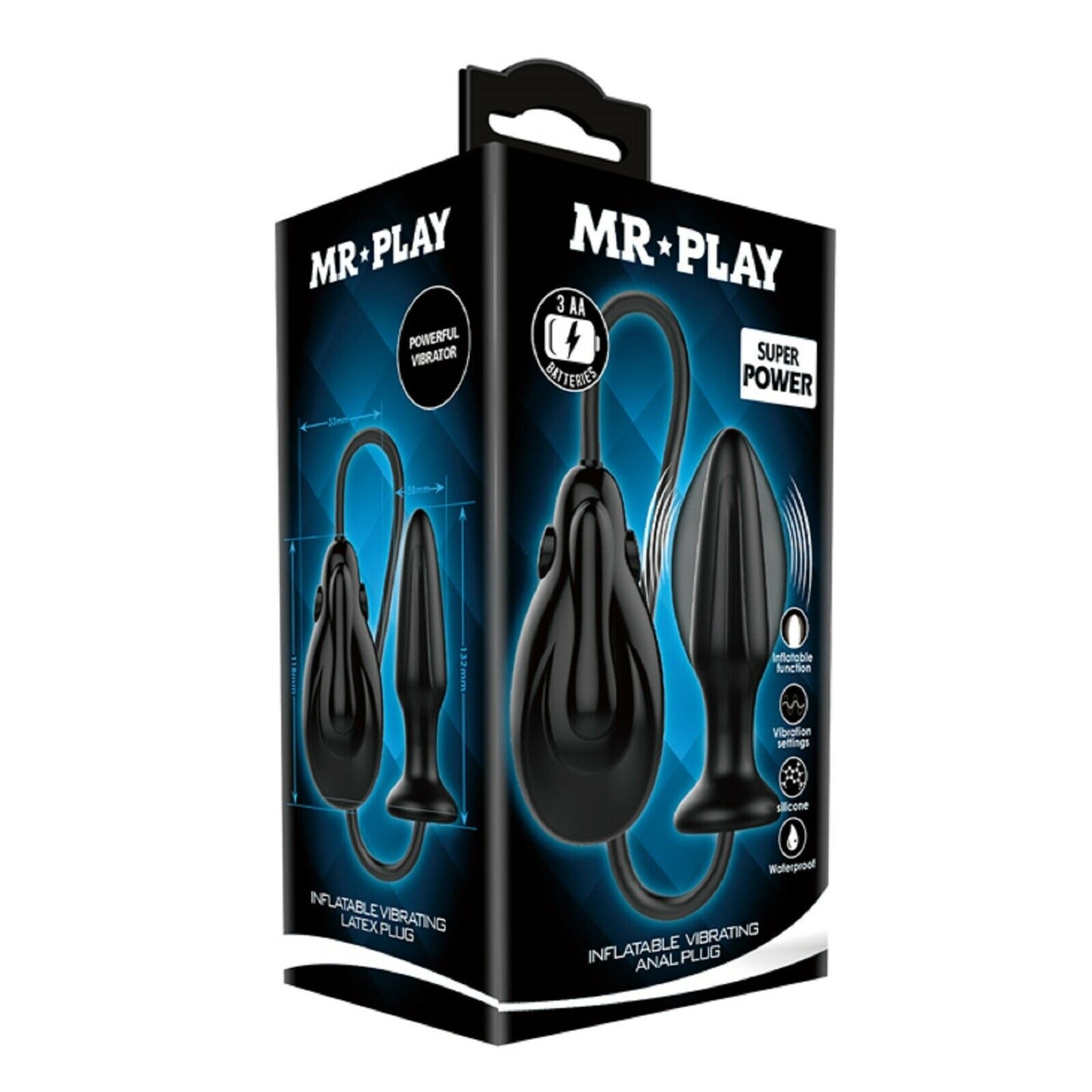 Inflatable Vibrating Anal Butt Plug Large Vibrator Prostate Massager Men Sex Toy