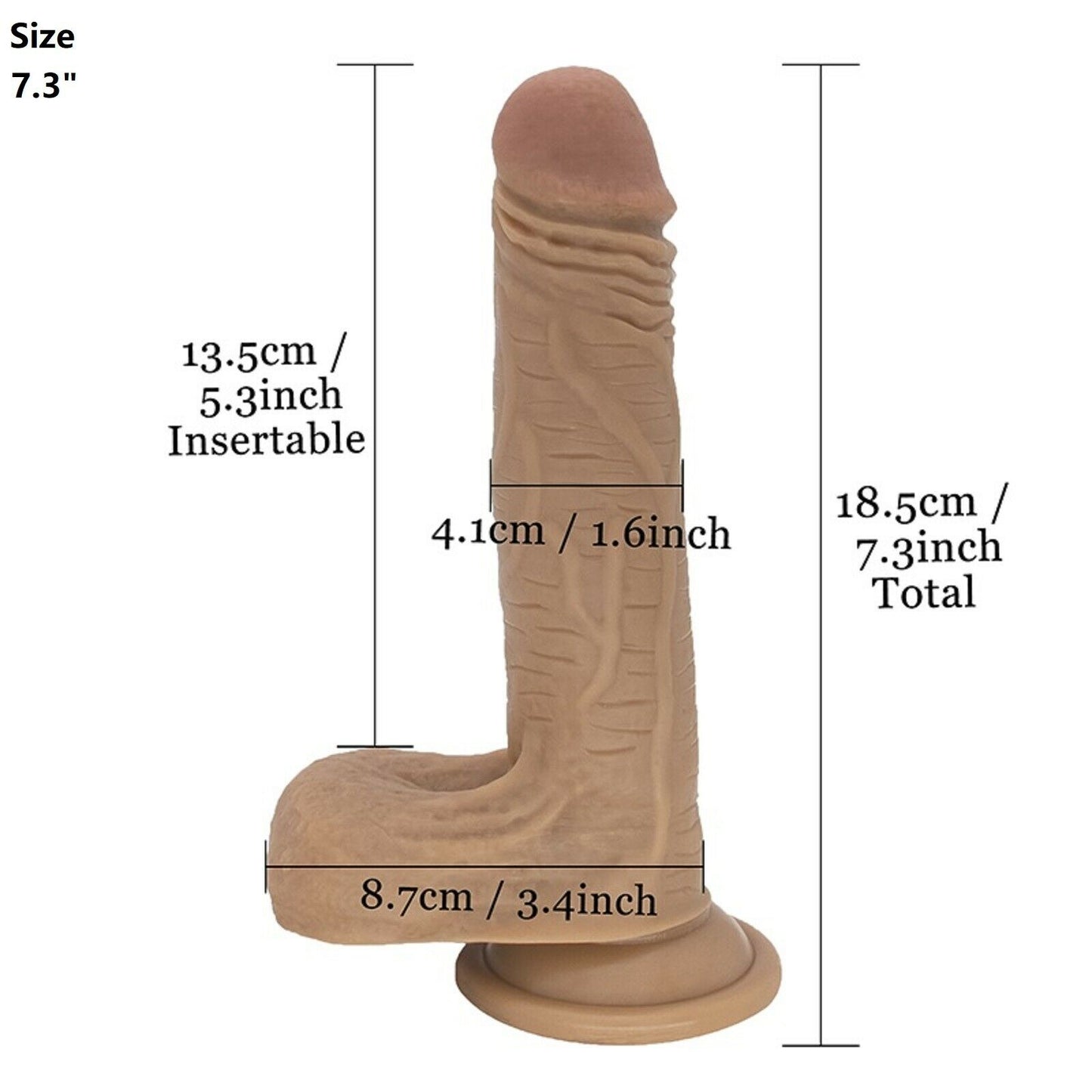 7.3" Realistic Dildo Dong Penis Big Cock Suction Cup Head Balls Adult Sex Toy
