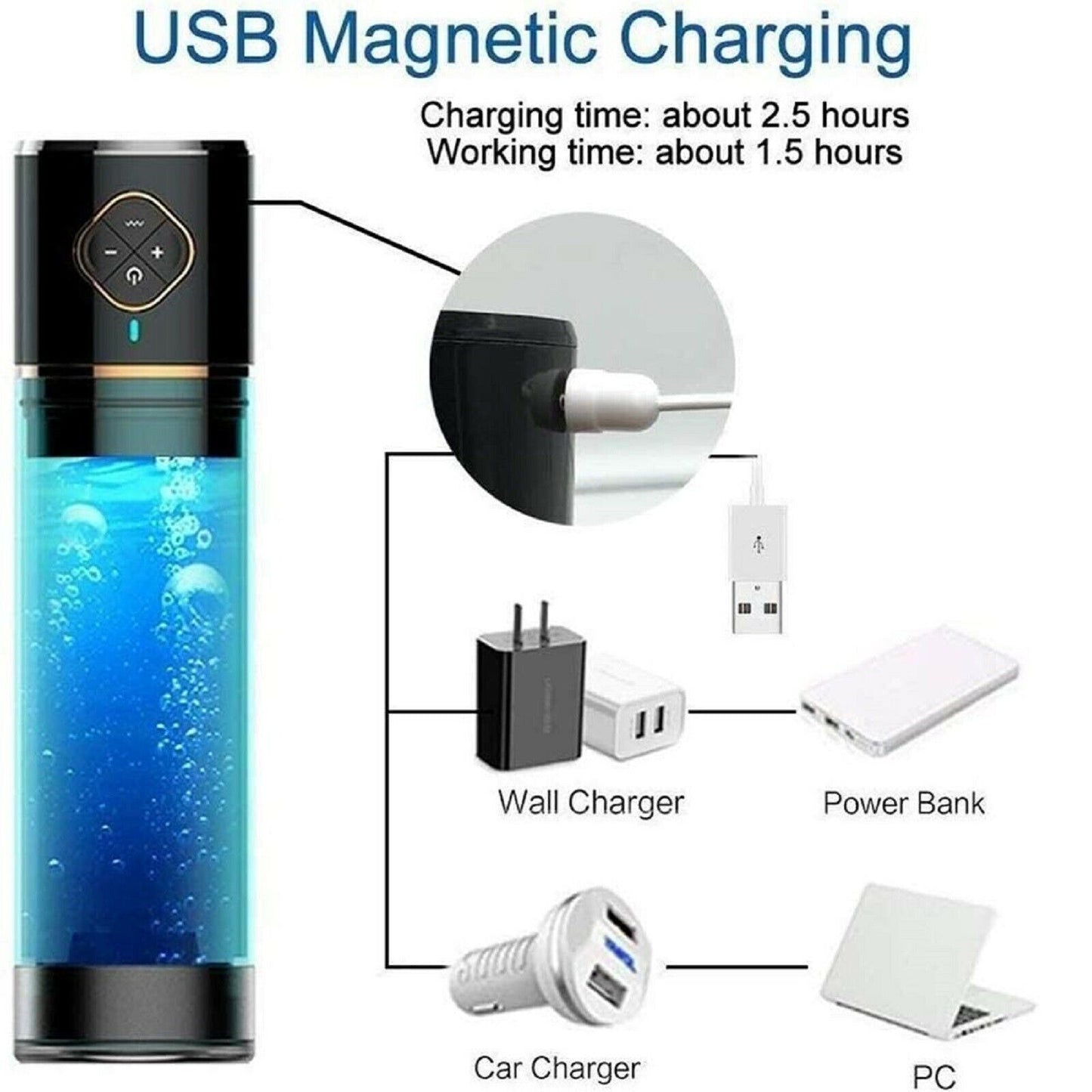 Rechargeable Vacuum Water Hydro Pump Enlarger Male Penis Cock Erection Stretcher