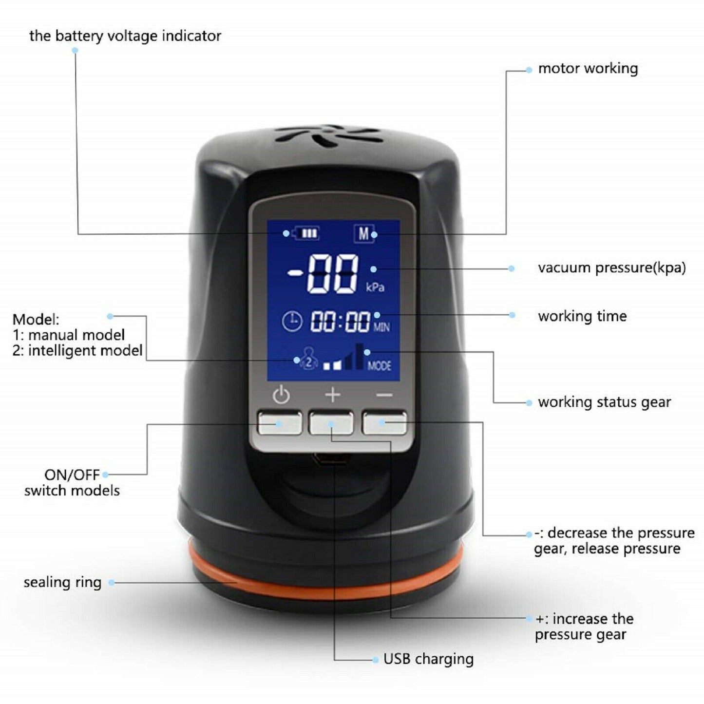 Electric Automatic Penis Enlargement Pump Rechargeable Enlarger Cock Extender