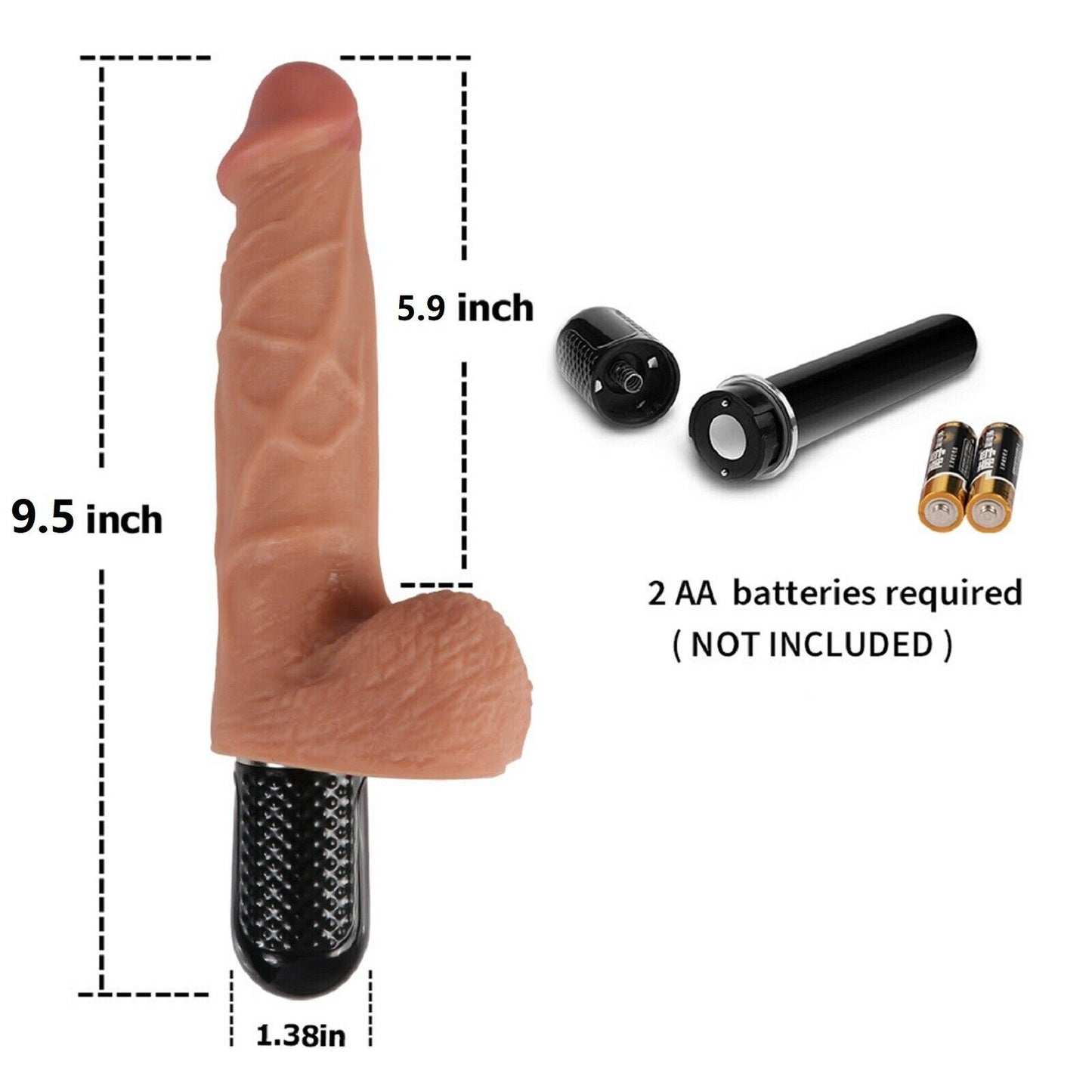 9.5" Large Realistic Dildo Vibrator Big Dong G-spot Clit Anal Vibrating Sex Toy