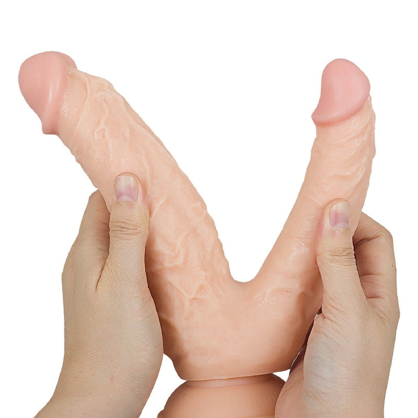 19+16cm Realistic Double Ended Dildo Dong Penetration Suction Cup Big Sex Toy