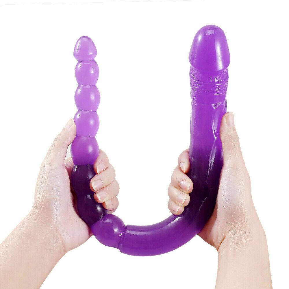 47cm Double Ended Crystal Anal Beads Dildo Dong Penis Lesbian Adult Sex Toy New