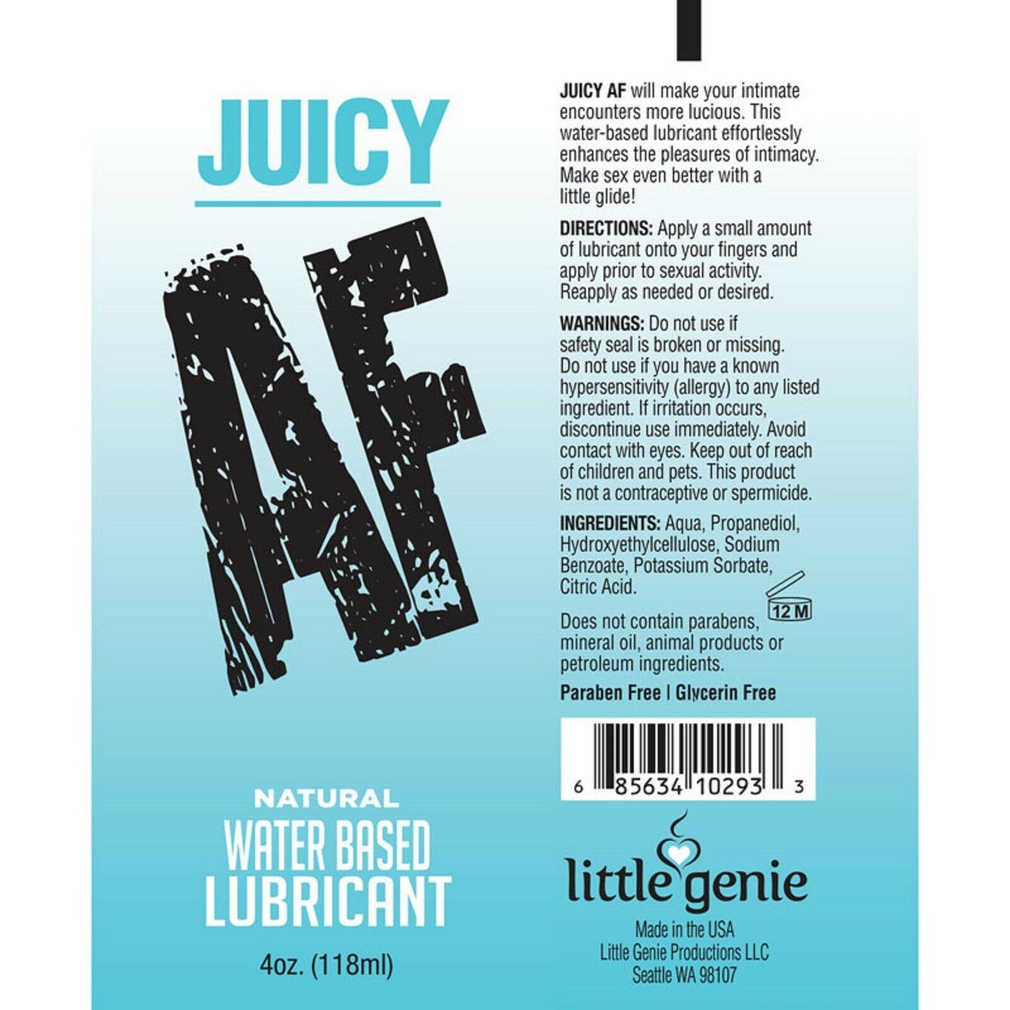 Juicy AF Lube Water Base Personal Lubricant Tube Anal Couple Sex Toy Safe New