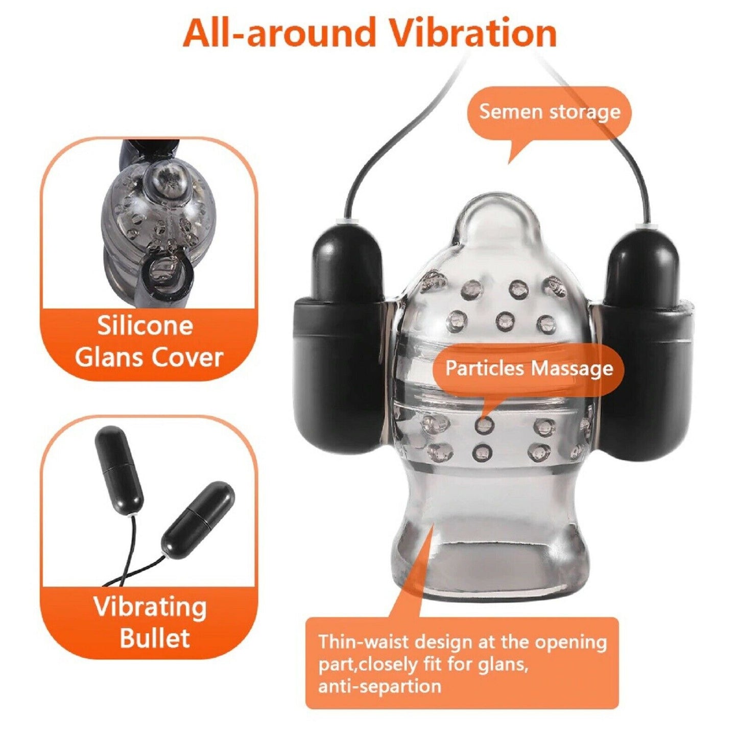 Vibrating Male Masturbator Penis Glans Vibrator Massager Delay Trainer Sex Toy