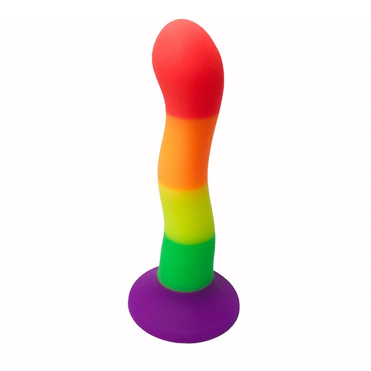 Rainbow Silicone Vaginal Dildo Curved Suction Cup Base Dong Anal Plug Sex Toy