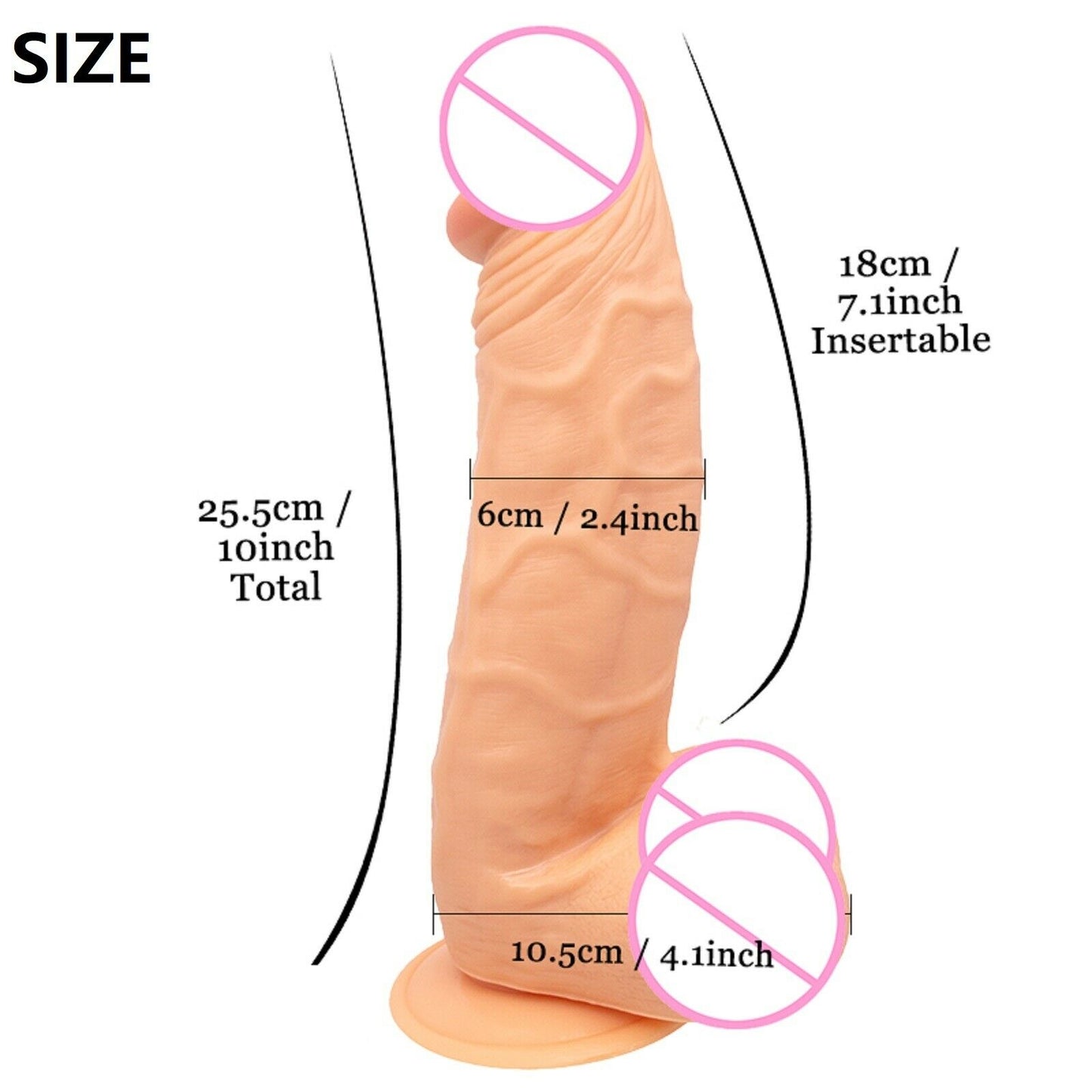 10" BIG Dildo Dong Realistic Penis Cock Massive Thick Suction Cup HUGE Sex Toy