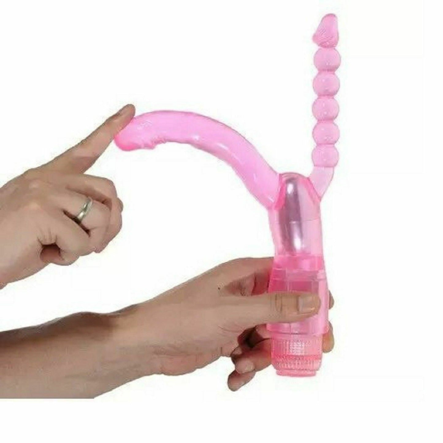 Double Penetration Ended Vibrating Dildo Dong Vibrator Anal G-Spot Sex Toy New