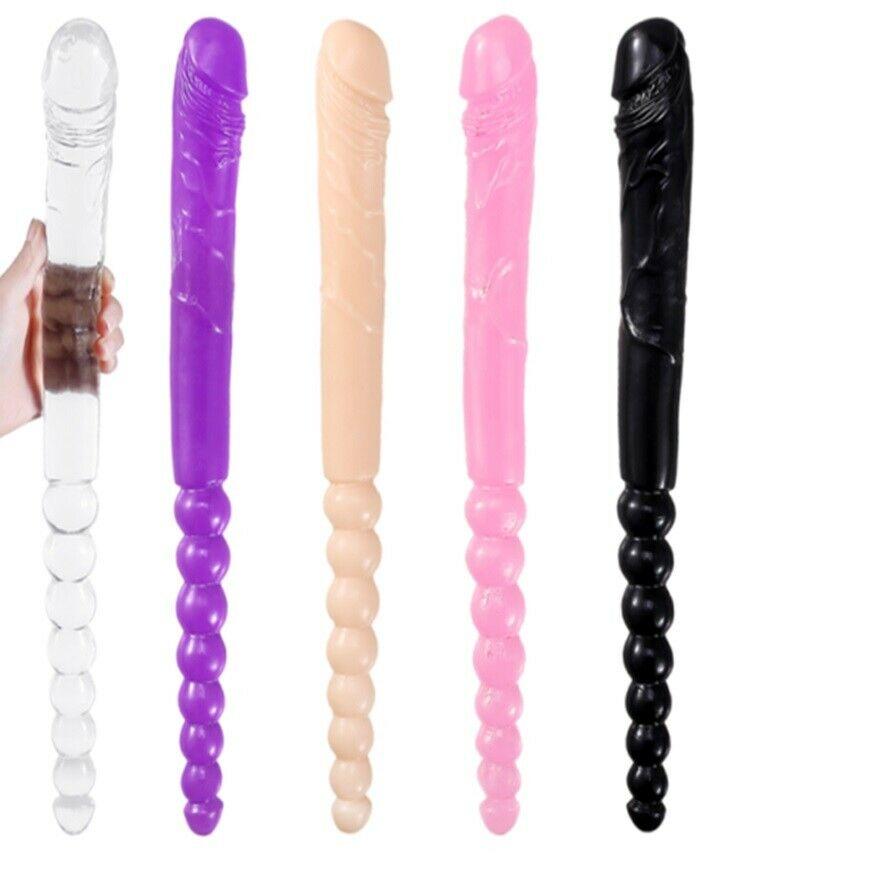 47cm Double Ended Crystal Anal Beads Dildo Dong Penis Lesbian Adult Sex Toy New
