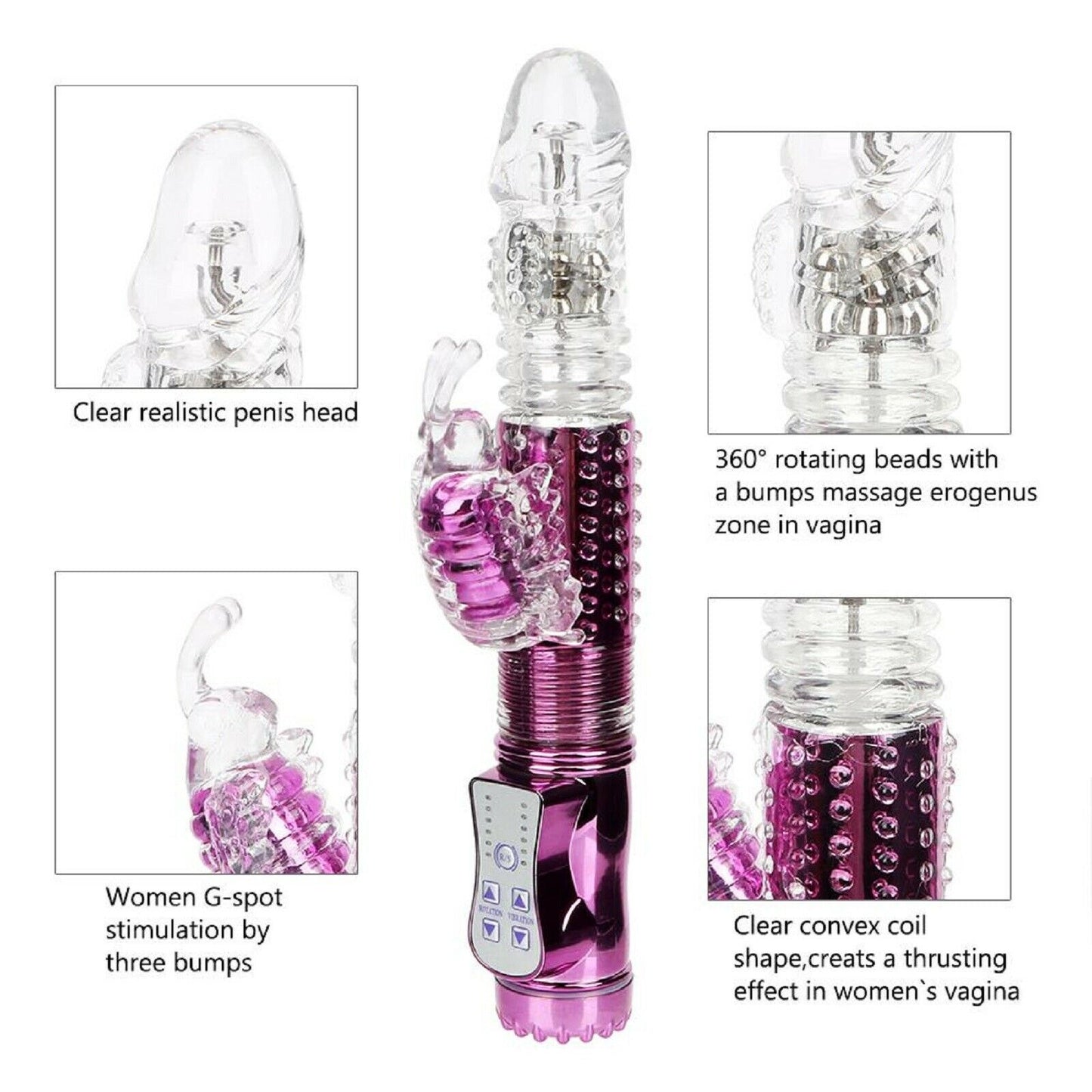 10" Thrusting Dildo Dong Rabbit Vibrator Rotating Telescopic G Spot Clit Sex Toy