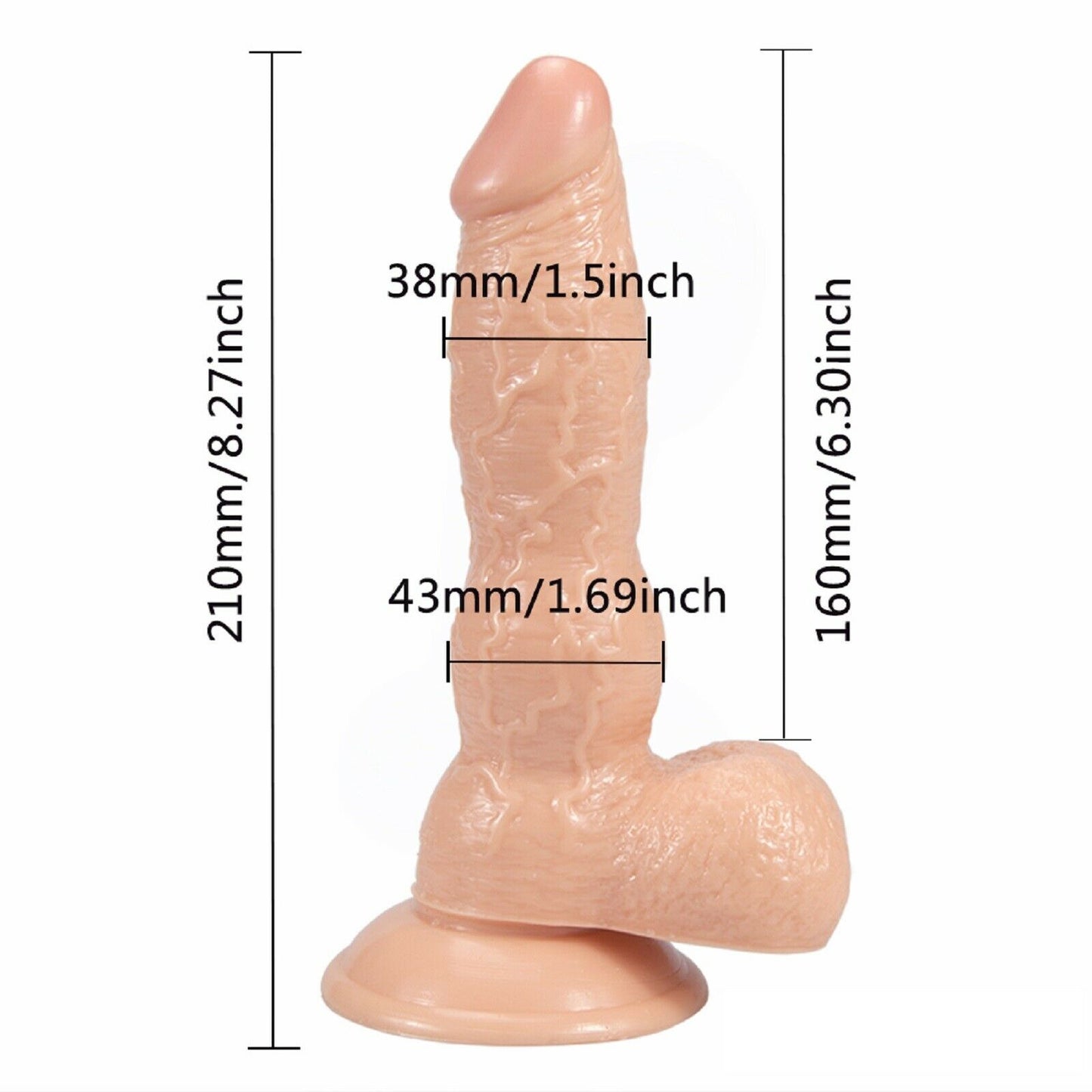 8.2" Realistic Dildo Dong Fantasy Monster FAT MASSIVE Anal BDSM Adult Sex Toy