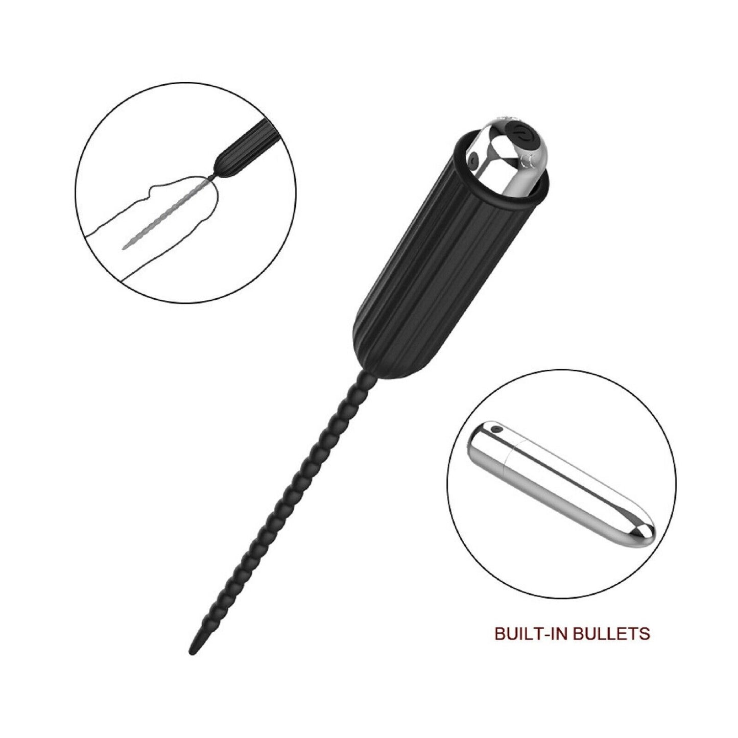 Vibrating Urethral Sound Male Masturbator Penis Plug Vibrator 10 Mode Sex Toy