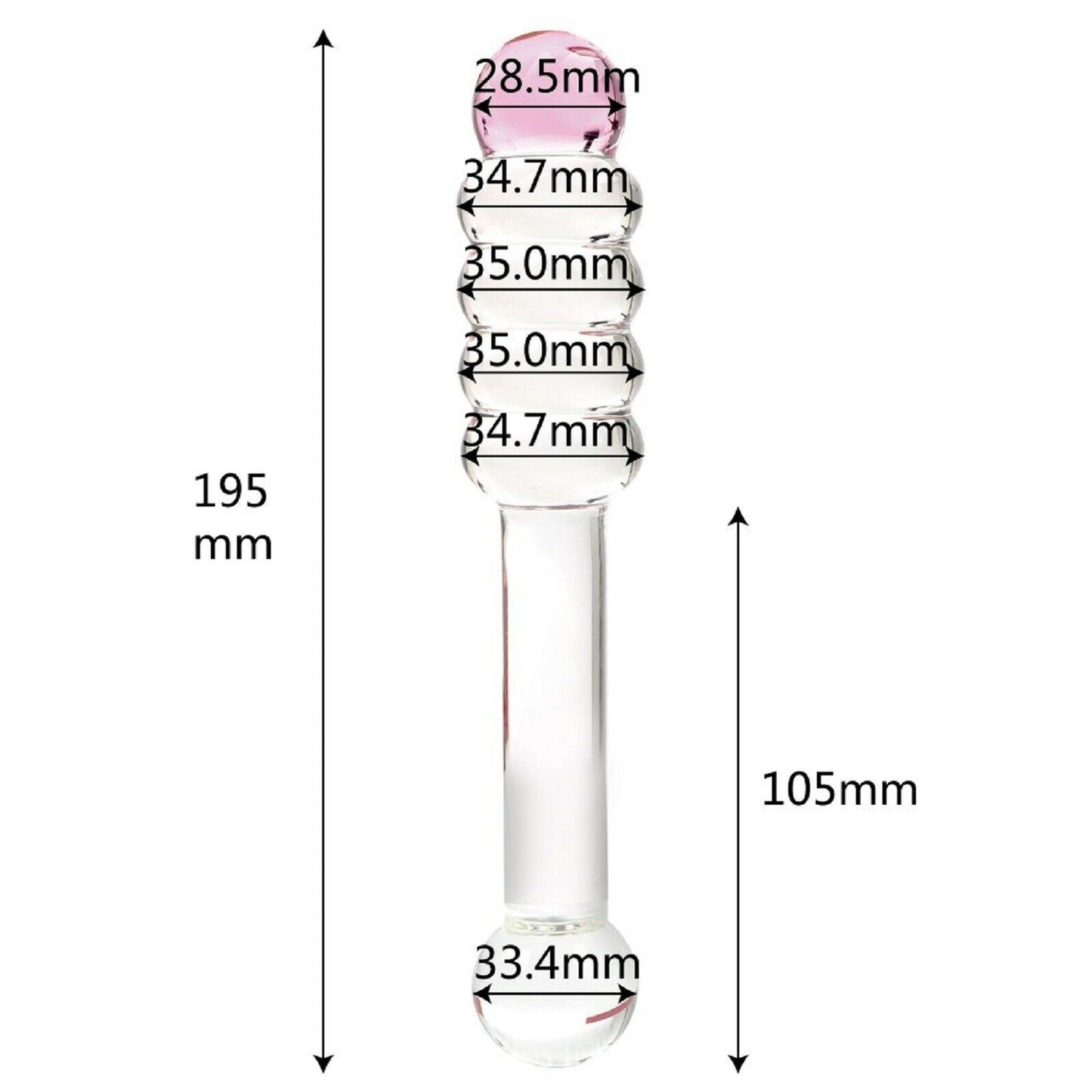 Large Glass Dildo Dong Thruster Anal Bead Chain Prostate Massager Sex Toy NEW