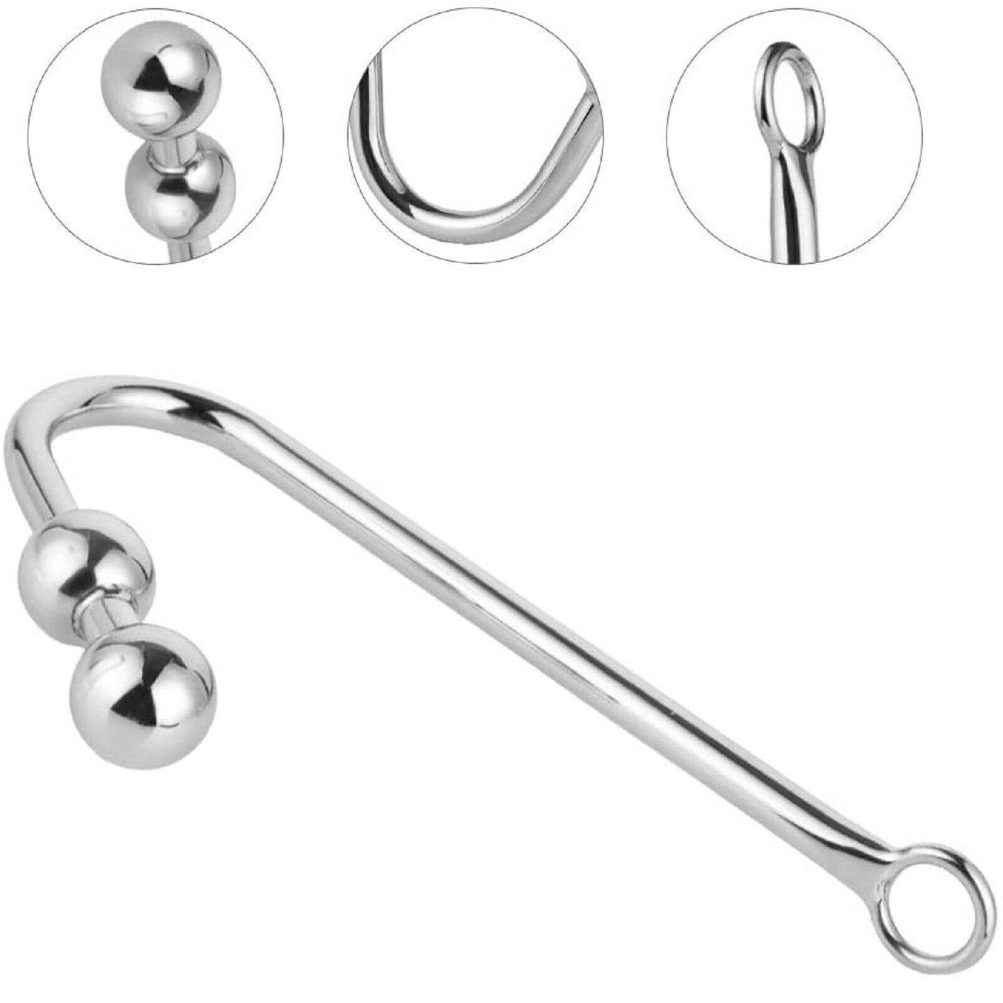 BDSM Anal Hook Large Fetish Beads Plug Steel Metal Bondage Restraint Sex Toy