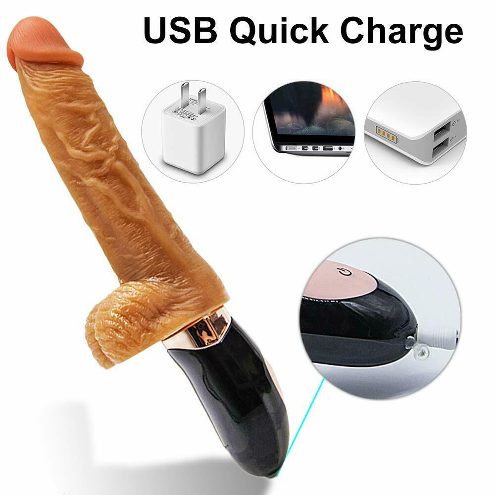 7" Realistic Dildo Vibrating Rotating Heating Dong Rechargeable Vibrator Sex Toy