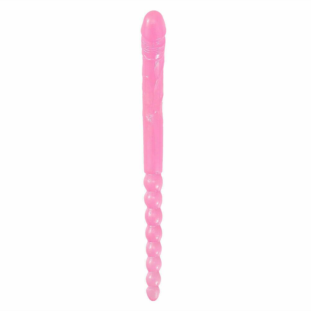 47cm Double Ended Crystal Anal Beads Dildo Dong Penis Lesbian Adult Sex Toy New