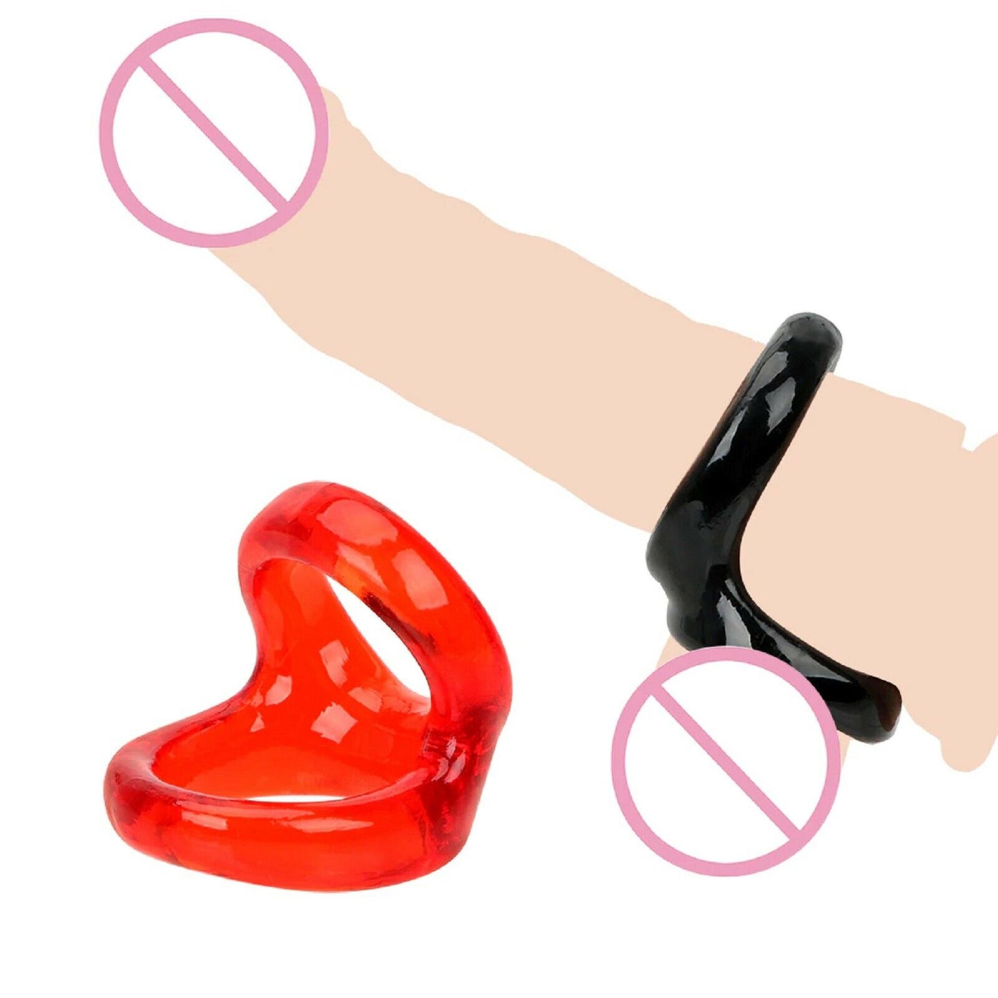 Double Cock Ring Bigger Erection Penis Delay Ejaculation Male Silicone Sex Toy