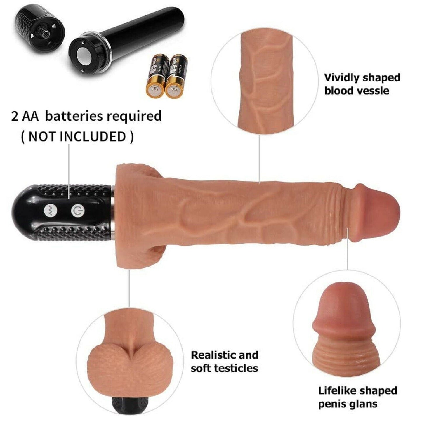 9.5" Large Realistic Dildo Vibrator Big Dong G-spot Clit Anal Vibrating Sex Toy