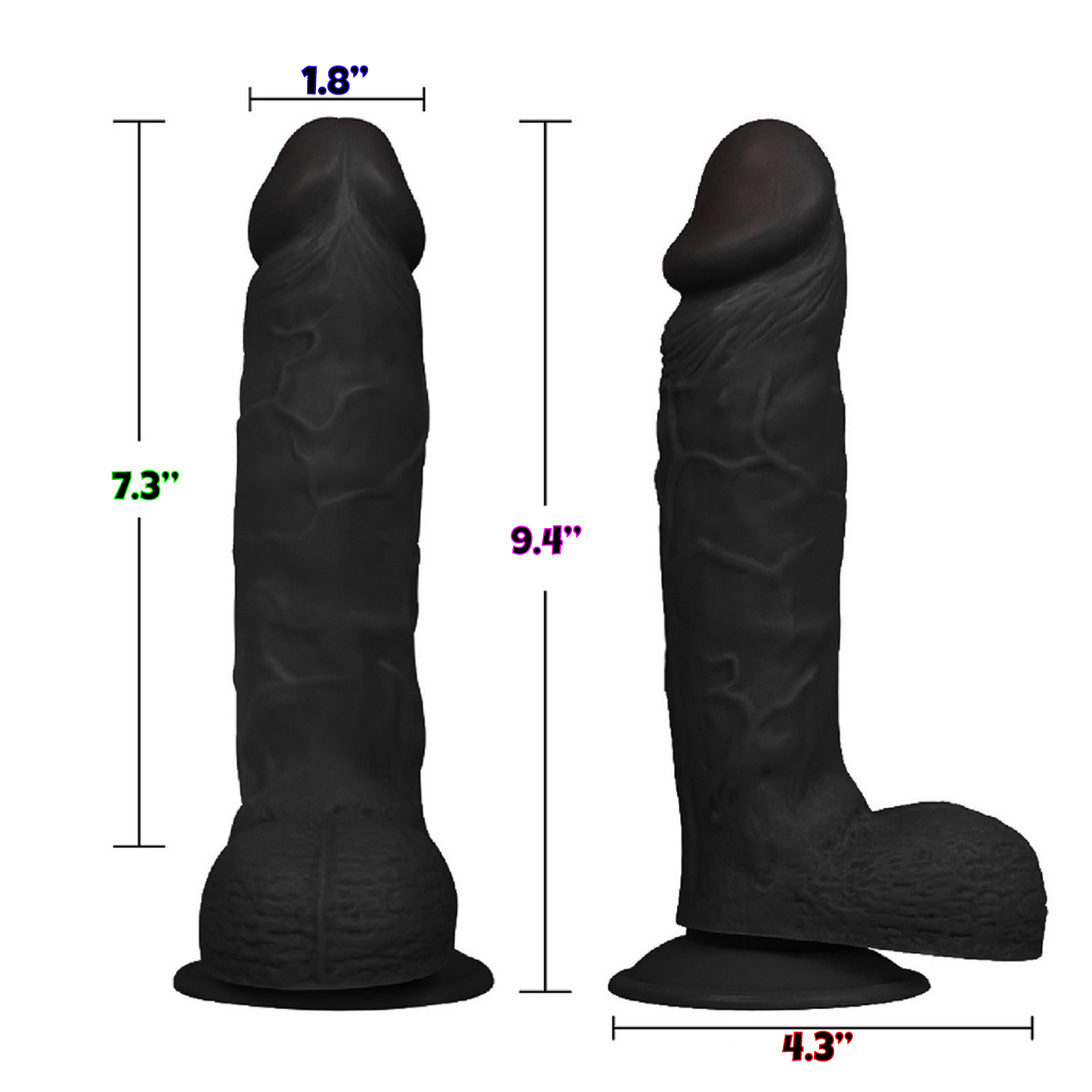 9.4" BIG Dildo Dong Realistic Penis Cock Massive Thick Suction Cup HUGE Sex Toy