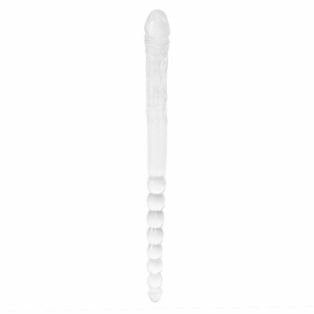 47cm Double Ended Crystal Anal Beads Dildo Dong Penis Lesbian Adult Sex Toy New