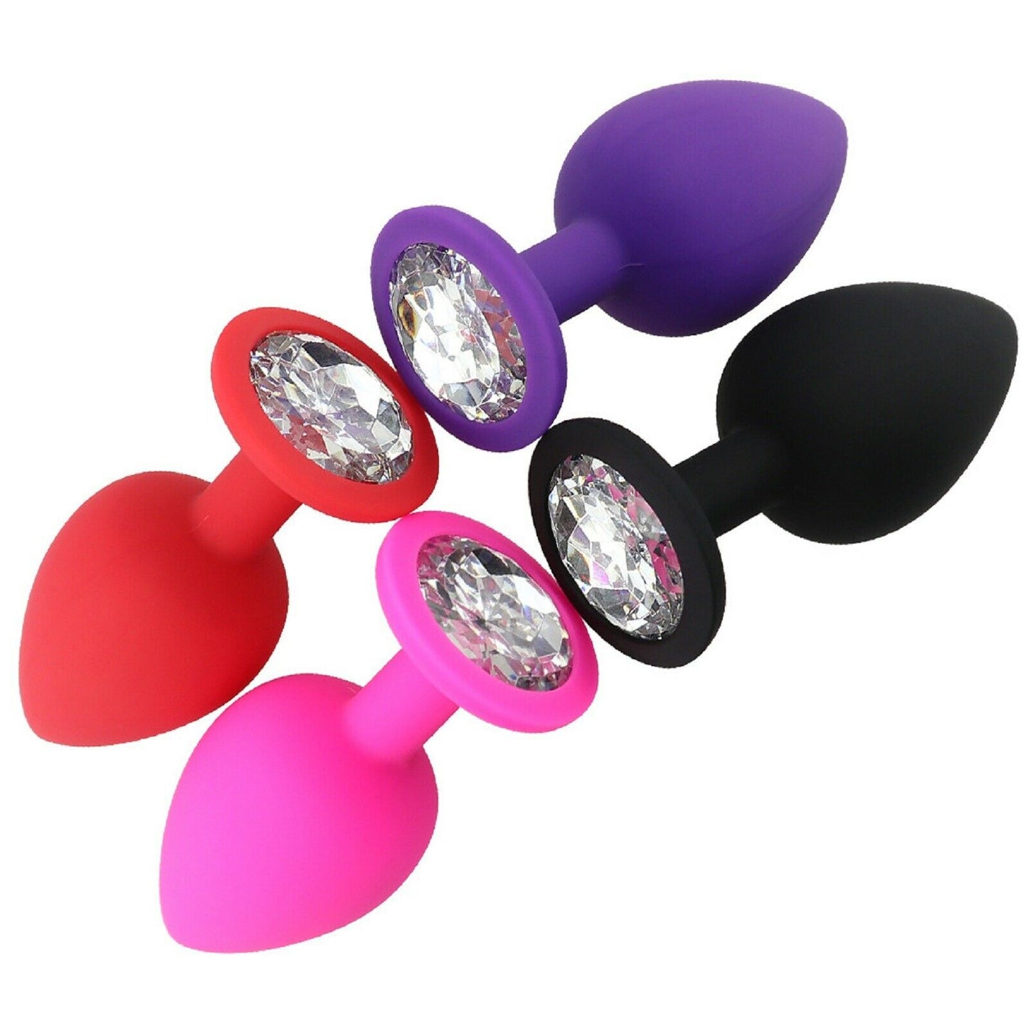 3 Pack Anal Butt Plug Crystal Jewel Gem Silicone Dildo Mens Beads BDSM Sex Toy