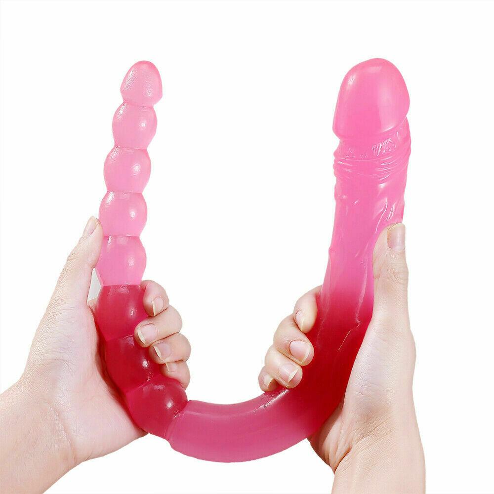 47cm Double Ended Crystal Anal Beads Dildo Dong Penis Lesbian Adult Sex Toy New