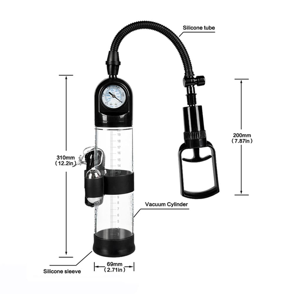 Penis Pump Vacuum Suction Enlarger Gauge Large Penis Extender Pump Sex Toy NEW