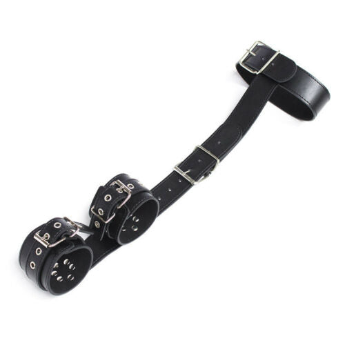 BDSM PU Leather Handcuffs Collar Bondage Restraint Choker Set Couples Sex Toy