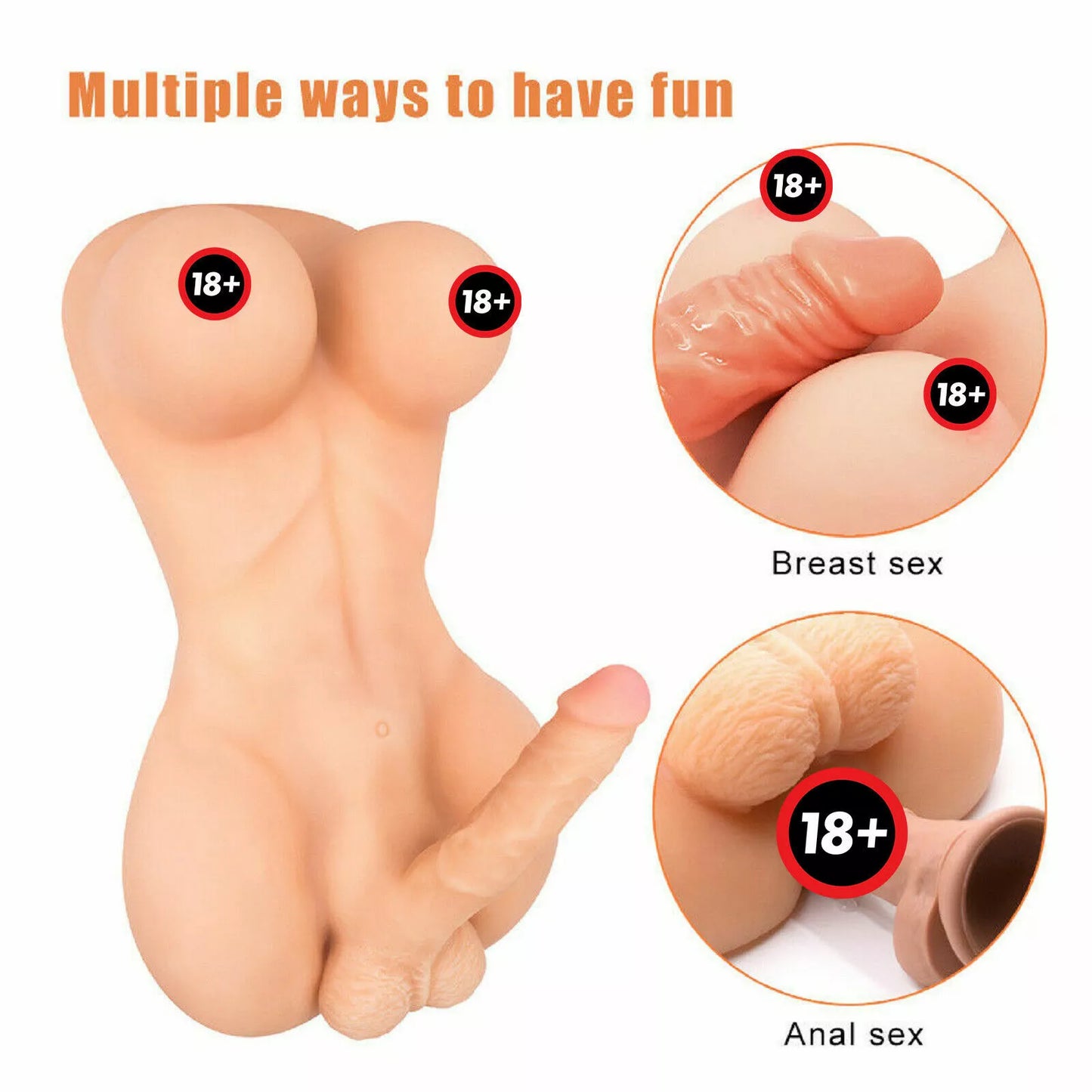 Sex Doll Realistic Shemale Masturbator Life-like Dildo Dong Ass Boobs