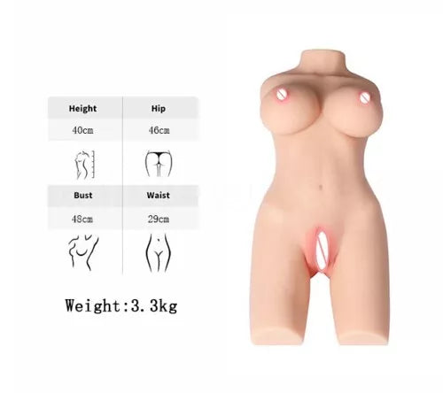 3.15KG 3D Realistic Male Anal Masturbator Sex Doll Silicone Boobs Ass Sex Toy