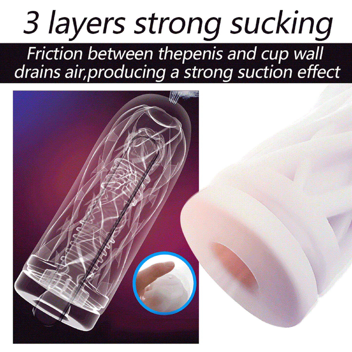 Male Masturbator Stroker Sucking Cup Realistic Masturbation Mens Adult Sex Toy