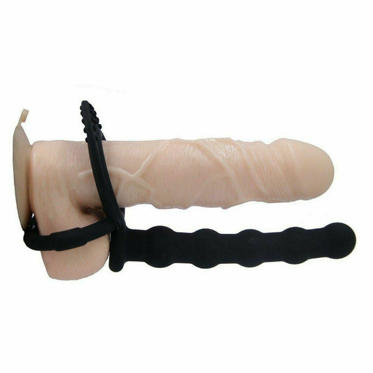 Realistic Double Penetration Dildo Dong Penis Cock Ring Strap On Anal Sex Toy