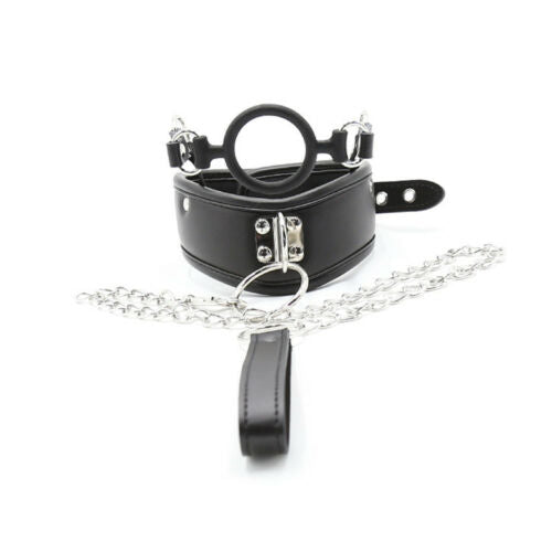 BDSM Bondage Collar Set Leash Chain Restraints O Open Mouth Gag Ring Kit Sex Toy