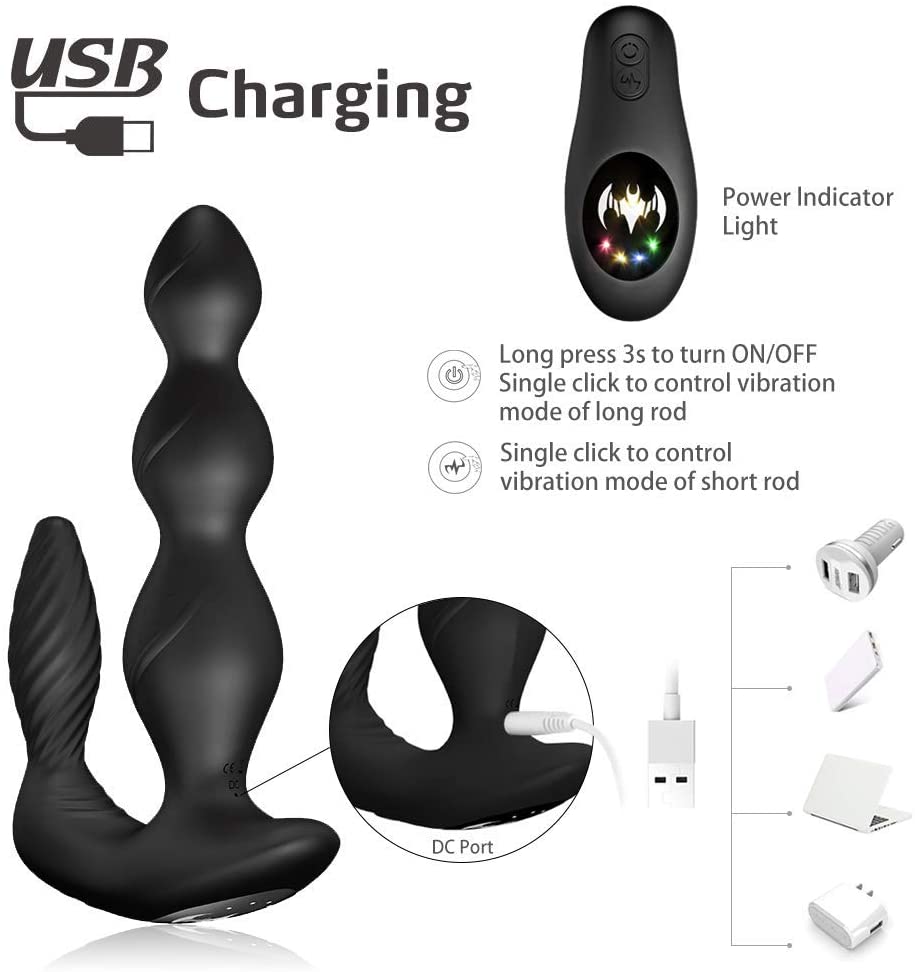 Vibrating Prostate Massager Remote Control Male Anal Butt Plug Vibrator Sex Toy